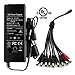 ANVISION AC to DC 12V 5A Power Supply Adapter with 9 Way Splitter Cable, Plug 5.5 x 2.1mm for Led Light Strips, NVR DVR Security Camera, Efficiency Level VI