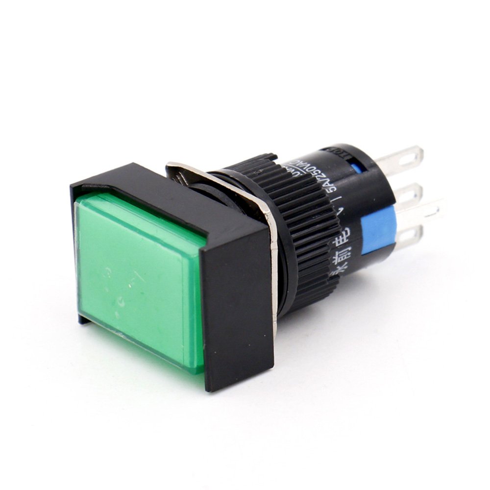 Baomain 16mm Push Button Switch Momentary Rectangular Cap LED Lamp