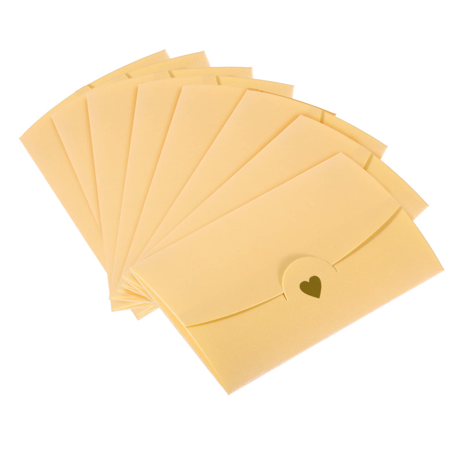 PATIKIL Mini Envelopes, 20 Pack Small Gift Card Holders Retro Gold Heart Business Invitation Envelopes for Wedding Birthday, White Gold