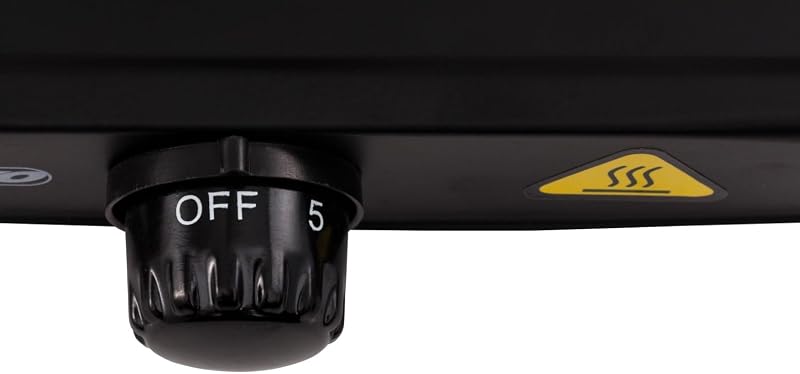 MS 6508 MS-6508 Hornillo Eléctrico, Regulador de Temperatura, Compacto, Viaje, Camping 154 mm, 1000W, Negro, 1000 W, Aluminio