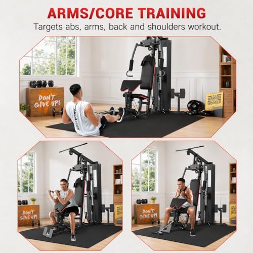 Home Gym Equipment, Multifunctional Home Gym Machine with 150 Lb Weight Stack for Back, Chest, Arms, Legs, All in One Exercise Station, Full Body Workout Machine for Strength Training