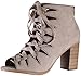 Soda Women's Hewitt Lace Up Peep Toe Zip Back Stacked Heel Boot