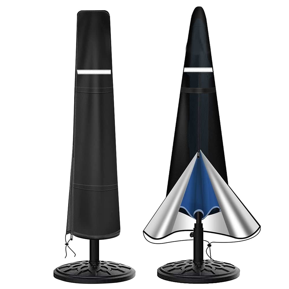 Parasol Cover Patio Umbrella Covers Waterproof Windproof Anti-UV with Zip 420D Oxford Fabric Garden Parasol Cover for 9ft to 11ft Garden Outdoor Umbrella (190 x 30 x 50cm)