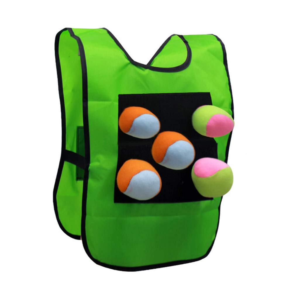 Yunobi Dodgeball Tag Sticky Vest Catch Toss Game Sticky Target Ball Vest Outdoor Throwing Target Game with 5 Balls for Kids Children Outdoor Activity