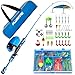 PLUSINNO Kids Fishing Pole with Spincast Reel Telescopic Fishing Rod Combo Full Kits for Boys, Girls, and Adults