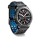 Moretek Sport Watch Bands Quick Release Wrist Strap Silicone Replacement Bands for 20mm 22mm Smart Watch (Black+Blue, 22mm)