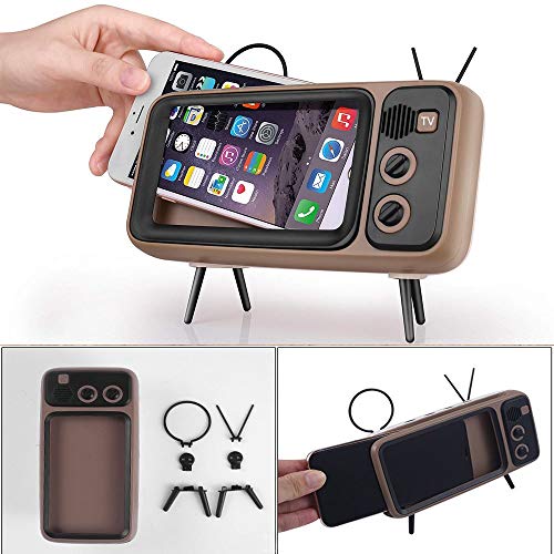 Enceinte Portable Rétro Bluetooth,TV Support de téléphone Portable Haut-Parleur,AUX FM Bluetooth en Option, qualité sonore stéréo 3D