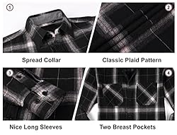 Damipow Flannel Shirt for Men Button Down Long