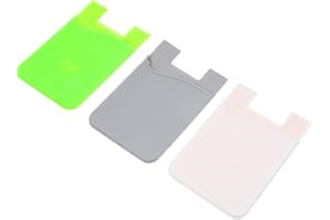 KAJNBN 3pcs Silicone Adhesive Phone Card Holders, Single Card Storage Bags for Smartphones, Stick-on Cell