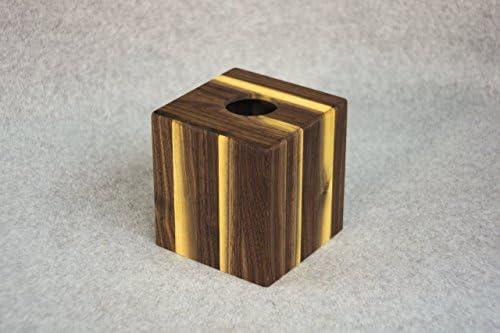 Tissue Box Cover - Wooden - Dark and Blonde Walnut - Fits Cubed Size Kleenex® 80 2-Ply or Puffs® 56 2-Ply Tissue Boxes