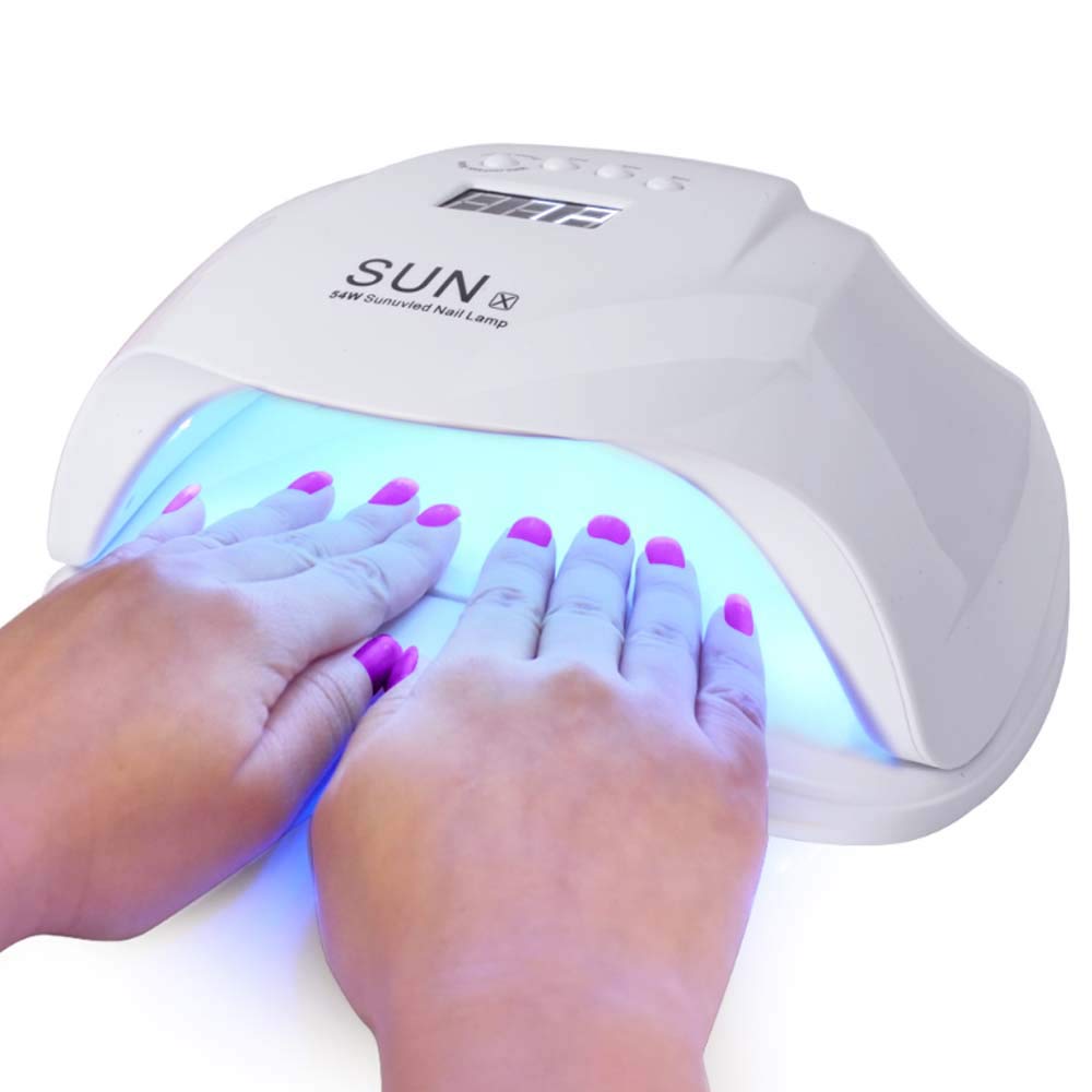 UV + LED Nail Dryer, 54W Nail Lamp Gel Polish Curing 4 Timer Settings Automatic Sensor LCD-Display, Low-Heat Professional Gel Curing Lamp for Fingernail & Toenail