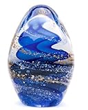Dynasty Gallery Art Glass Blue NEBULA Egg Paperweight