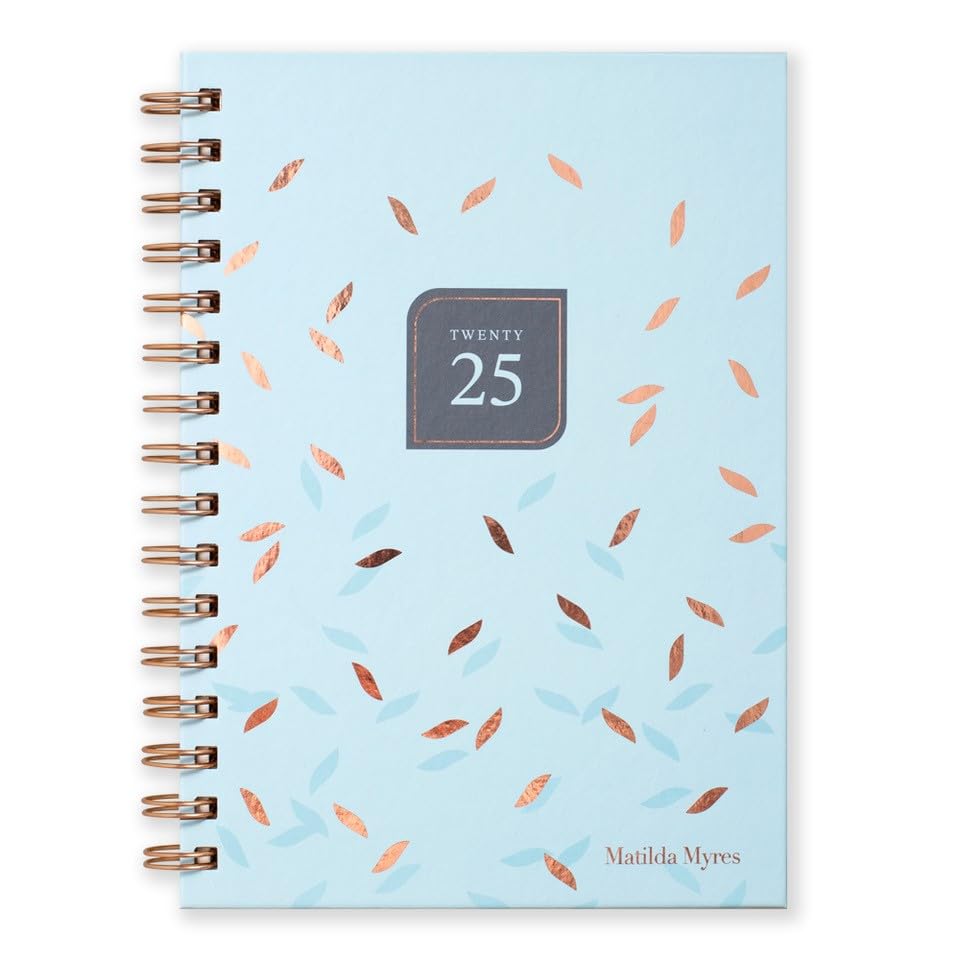 Matilda Myres 2025 Diary | A5 Week to View Diary | Rose-Gold Wirobound | January to December | Hardback Covers | Blue