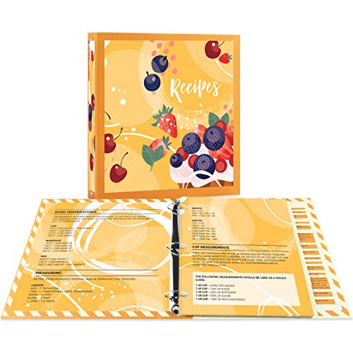 Pentha 11.5×11 Inch Full Page Recipe Organizer Binder Kit – 3 Ring Recipe Binder, 40 Recipe Cards, 40 Plastic Recipe Page Protectors, 8 Dividers for Recipes – Boxed Recipe Keeper for Printed Recipes