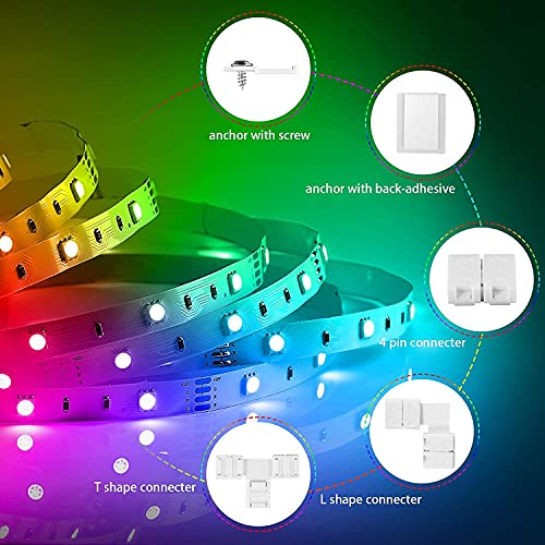 RGB LED Strip Lights 40FT, MikeWin Color Changing Led Lights with 44 Keys RF Remote Controller, Music Sync Flexible Rope Lights for Holiday Room Wall Corner Bedroom Bar Dorm Decor