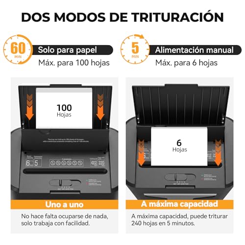 Automatic Feed Paper Shredder, 60 min Continuous, Level P-4, Electric Shredder, 20L Trash Can, for Office/Home/Industrial/Home (100 Sheets)