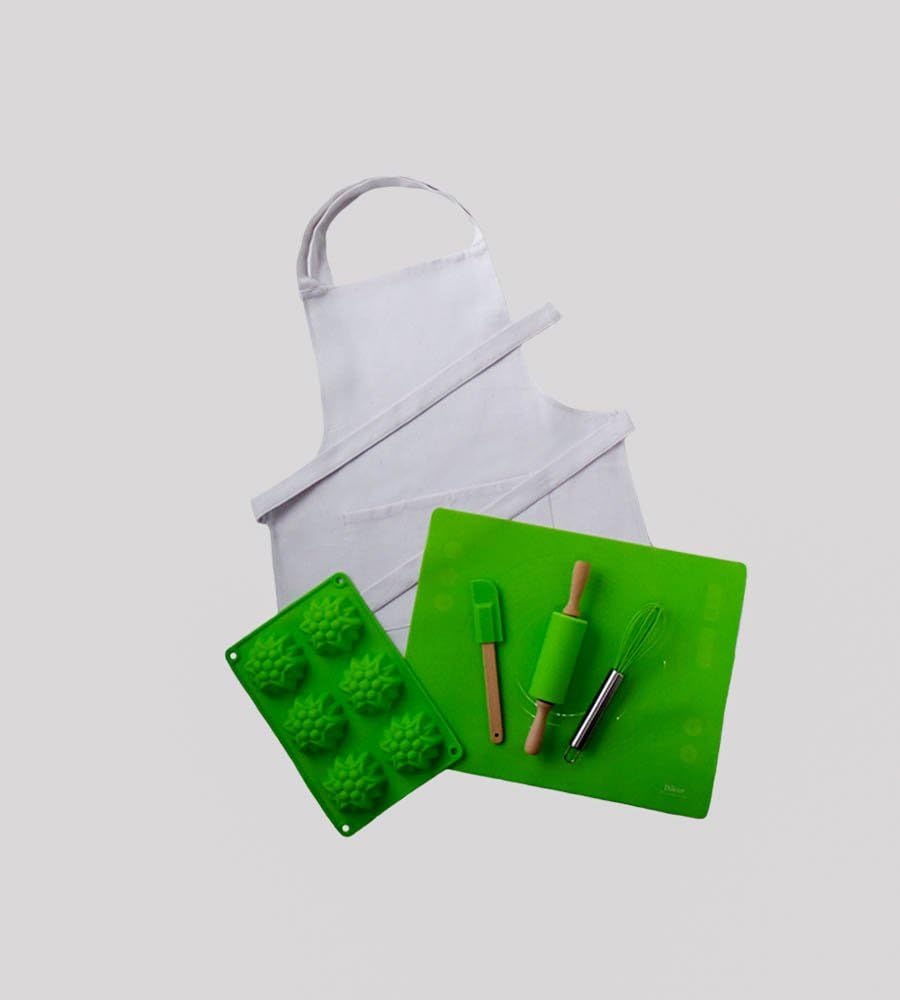 Dikor Green & White Children's Cooking Set with Apron