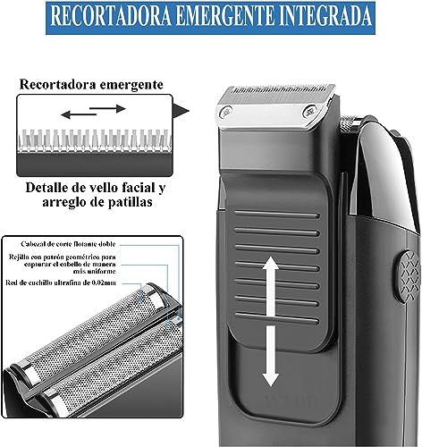 WTDD 2 en 1 Afeitadora Eléctrica para Hombre Con Recortadora De Precisión | Resistente al Agua, Recargable por USB, Maquinilla De Afeitar Led Para Bigote, Maquinillas de Afeitar para de Los Hombres