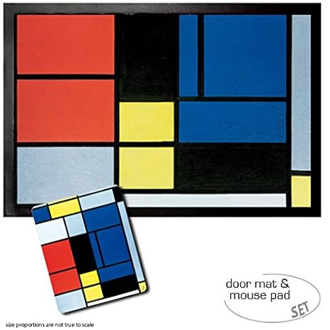 Set: 1 Fußmatte Türmatte (60x40 cm) + 1 Mauspad (23x19 cm) - Piet Mondrian, Tableau No. I, 1921-1925