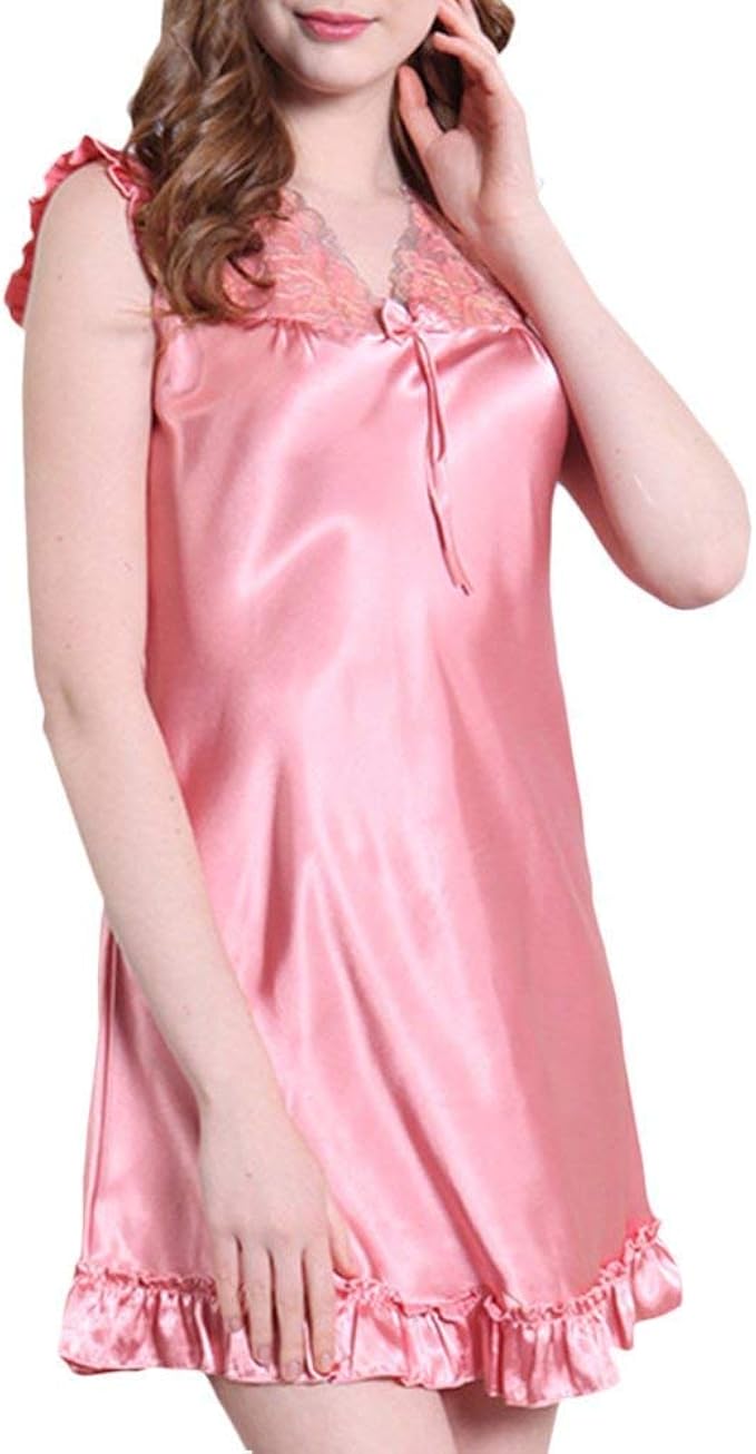 Nachthemd Damen Summer Sleeveless Lace Skirt Sleep Bekleidung Womens Home Silk V Collar Nightwear Pyjama Negligee Color Coral Red Size 3xl Amazon De Bekleidung