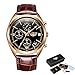 Watches for Men,Chronograph Analog Quartz Wrist Watch Waterproof Casual Luminous Sports Stop Dress Watch Fashion Leather Strap Clock Gold Black Brown