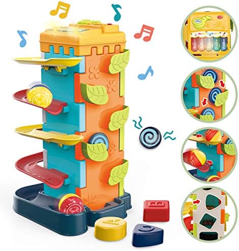 Gilobaby 多機能 知育玩具 赤ちゃん おもちゃ ショップ ピアノ 楽器おもちゃ 音と光 スロープトイ モグラ叩き 指先訓練 聴覚発達 色認知 動物認知 積み木 図形認知 1歳 幼稚園 クリスマス 入園祝い 出産祝い ギフト プレゼント 男の子 誕生日 教具 女の子