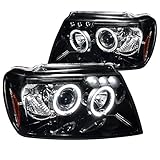 Spec-D Tuning 2LHP-GKEE99G-TM Jeep Grand Cherokee Glossy Black Projector Head Lights