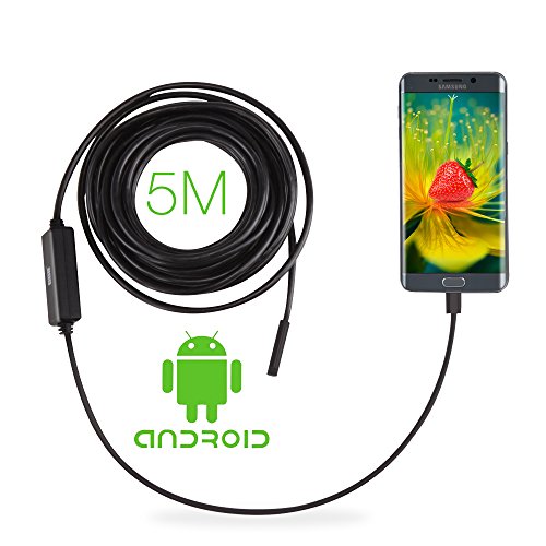 GBB Android OTG Endoscope, 8.5mm 2Million Pixels 5 Meter USB Waterproof HD 6 LED Borescope Endoscope Inspection Tube Camera with USB Adpater