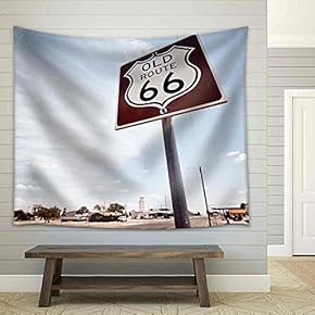 Route 66 Sign - Fabric Wall Tapestry Home Decor - 51x60 inches
