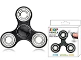 Krazy Spinner Hand Spinner Toy Stress Reducer Ultra Durable High Speed Ceramic Bearing Finger Toy Guarantee 1+min Spin Time Perfect for ADD ADHD Anxiety Autism Stress Relief (SteelBearing-Black)