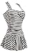 MiYang Women's One Piece Striped Slim Swim Dress Bathing Swimwear Size tag 2XL/US size L, black