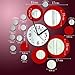 Toprate®  Red and Silver Rounds Wall Clock Mirror Wall Clock Modern Design Removable DIY Acrylic 3D Mirror Wall Decal Wall Sticker Decoration