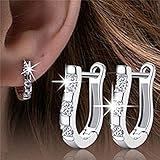 VWH Women's Sterling Silver Ear Hoop Earrings Ear Stud