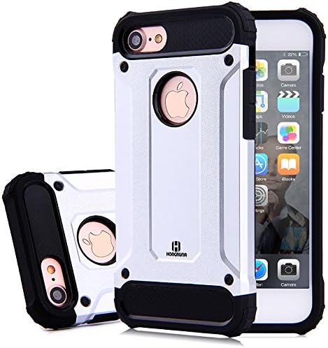 iPhone 7 Case, HONGRUNA Super Protective Case Cover for iPhone 7 Case 4.7 Inch with Shock-Absorption and Carbon Fiber Design (Silver)