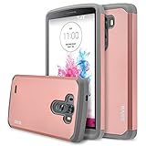 LG G3 Case, RANZ Grey with Rose Gold Hard Impact Dual Layer Shockproof Bumper Case For LG G3 VS985 D850 D830 D851