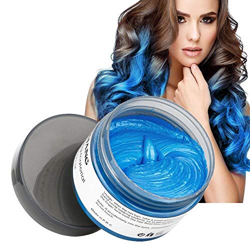 MOFAJANG Unisex Hair Wax Color Dye Styling Cream Mud, Natural Hairstyle Pomade, Washable Temporary,Party Cosplay (Blue)
