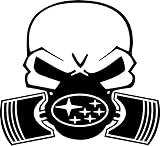 Subaru Skull Piston Gas Mask PREMIUM Decal 5 inch (White) | Bumper Sticker | Wranger | STX | JDM Ralley | Tuner Import | drifter | Punisher Pistons