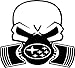 Subaru Skull Piston Gas Mask PREMIUM Decal 5 inch (White) | Bumper Sticker | Wranger | STX | JDM Ralley | Tuner Import | drifter | Punisher Pistons