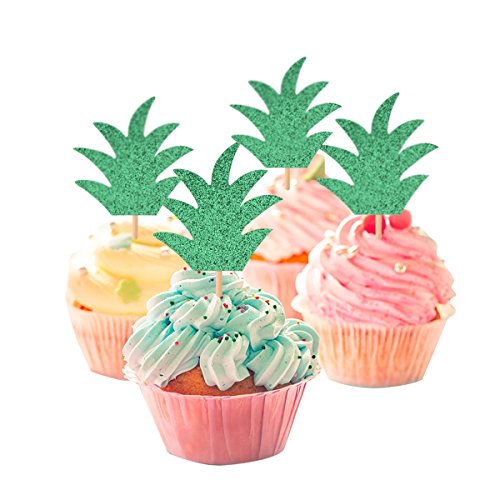Pineapple Donut Toppers Topoox 36 Pack Glitter Luau Bridal Shower Tropical Summer Party Cupcake Decorations