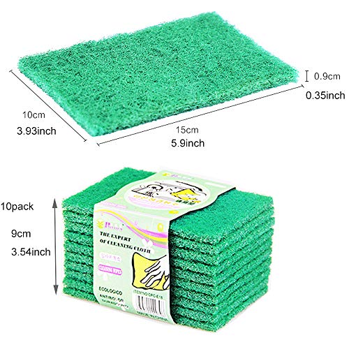 ONDY 10-Pack Cleaning Cloth Scouring Pads Nylon Emery Scouring Pad Dish Scrubber Household Scrub Pads for Stove Top Cleaner and Kitchen Scrubbers - Thumbnail 3