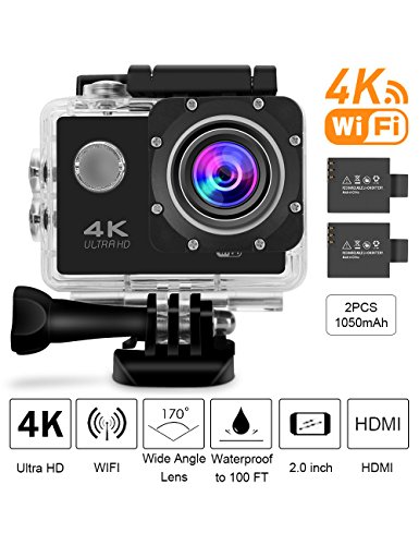 Beownwear-4K-Action-Camera-WIFI-170-Degree-Wide-Angle-Lens-Full-HD-1080P-Waterproof-Camcorder-2-inch-Screen-Sport-Cam-with-2-PCS-1050mAh-Batteries-and-18-Accessories-KitsBlack
