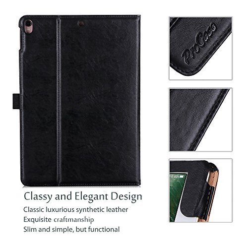 ProCase iPad Pro 10.5 Case - Vintage Stand Folio Case Cover for Apple iPad Pro 10.5 Inch 2017, Multiple Viewing Angles, with Apple Pencil Holder -Black