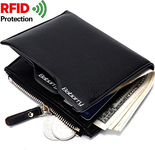 RFID Blocking Bifold Slim Genuine Leather Front Pocket Wallet for Men with Money Clip/Coin Pocket/Credit card holder