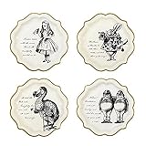 Talking Tables Truly Alice 9 Alice in Wonderland Mad Hatter Party Paper Plates with Gold Trim for a Tea Party or Birthday, Cream/Gold (24 Pack)