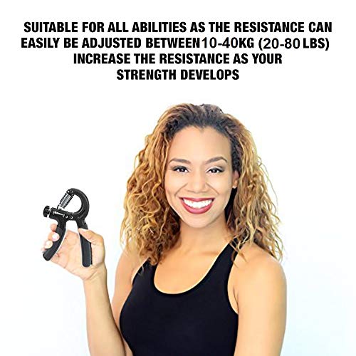 YOGU Forearm Hand Grip Strengthener Trainer Adjustable Resistance 20-80 Lb Workout Hand Exerciser for Athletes and Musicians Fitness Guitar Pianist Hand Rehabilitation Training Squeezer Grippers
