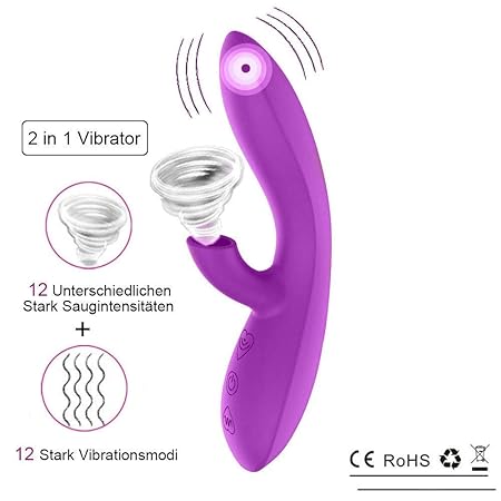 Deluxe Stark Klitoris Sauger Vibratoren für sie Klitoris und G-punkt mit Orgasmus Garantie und stoßfunktion, Dildo Klitoris V