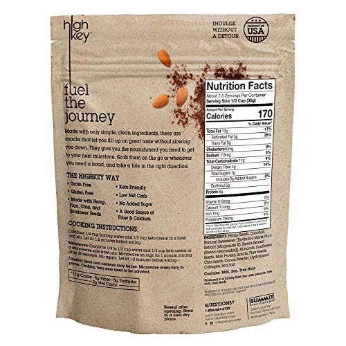 HighKey Snacks Keto Breakfast Food Hot Cereal - Low Carb Instant Oatmeal Substitute - Gluten & Grain Free, Low Sugar, Atkins Snack - Ketogenic Products - Paleo, High Protein Diet Foods - Cocoa Almond