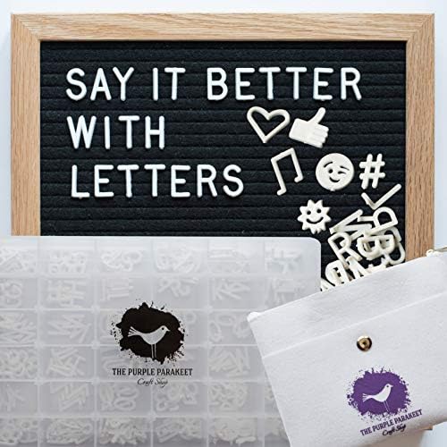 Letter Board - Black Felt Letter Board 10x10 with 340 Letters - Solid Oak Frame, Stand, Felt Bag, Scissors - for Home Decor, Offices & Cafes