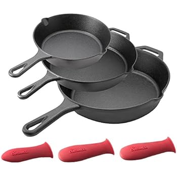 Amazon.com: cuisinel C12608-10-12 Pre-Seasoned Cast Iron Skillet 3-Piece Chef Set (8 10 12-Inch 