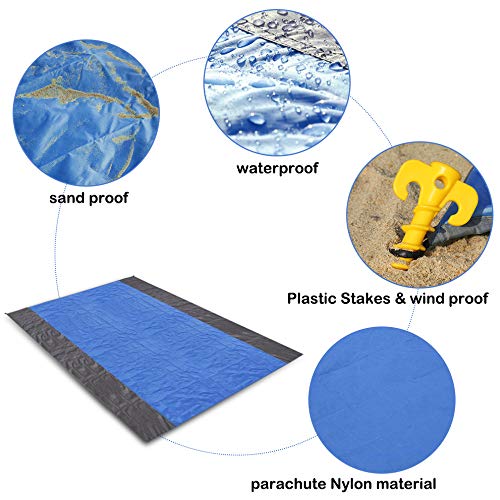 Fyore Stranddeken Zandbestendig Strand Mat Picknick Deken Camping Mat met 4 Vaste Nagels 4 zandzak, Waterdichte… - Image 4